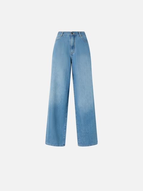MEDIUM-LIGHT DENIM PALAZZO JEANS