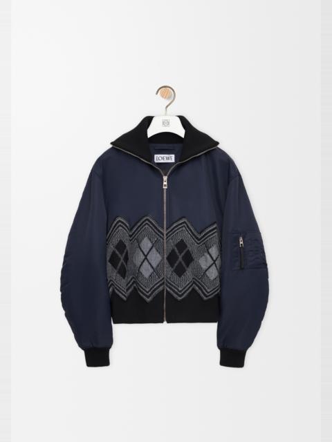 Bomber jacket in nylon and wool blend