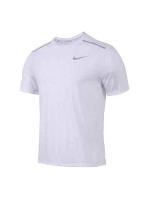 Men's Nike Solid Color Quick Dry Logo Breathable Sports Training Short Sleeve White T-Shirt 892814-1