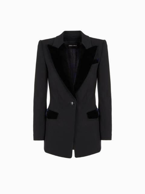 Barathea wool and velvet single-breasted jacket