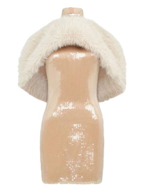 faux-fur sequin mini dress