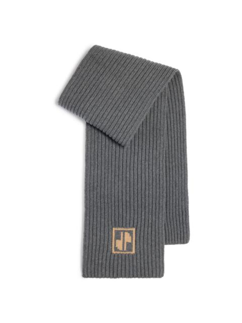 logo-intarsia wool ribbed scarf