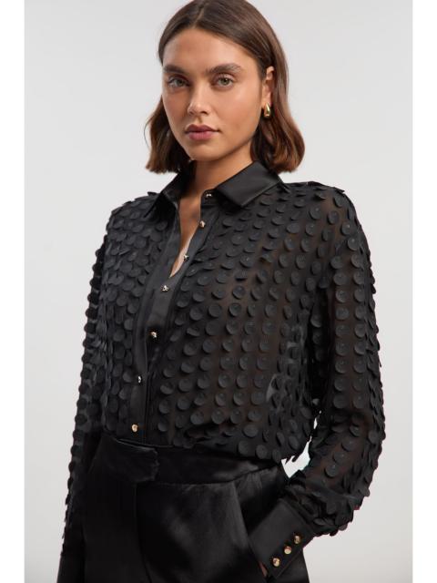 Textured Georgette With Satin Collared Woven Shirt