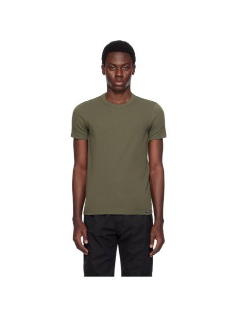 Khaki Cotton Stretch Jersey T-shirt