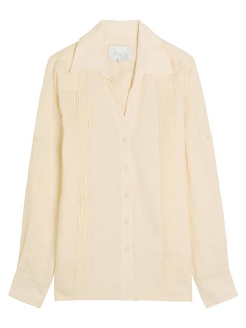 Johanna Ortiz Manly Guayabera Pleated Linen Shirt