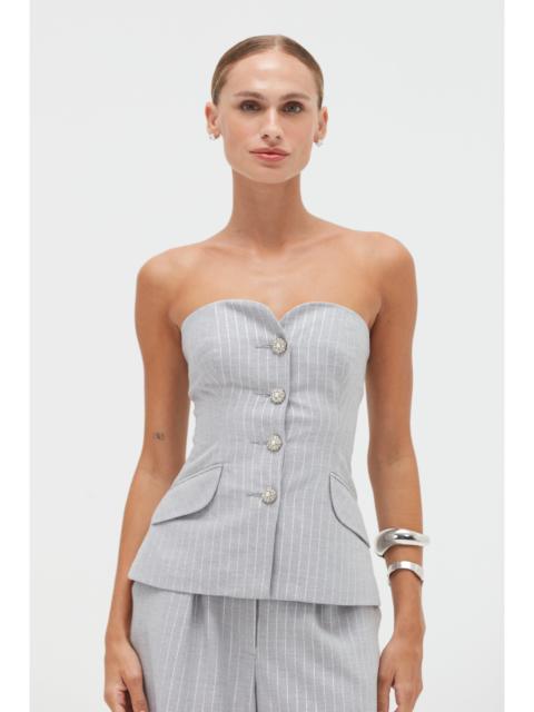 METALLIC PINSTRIPE STRAPLESS TOP