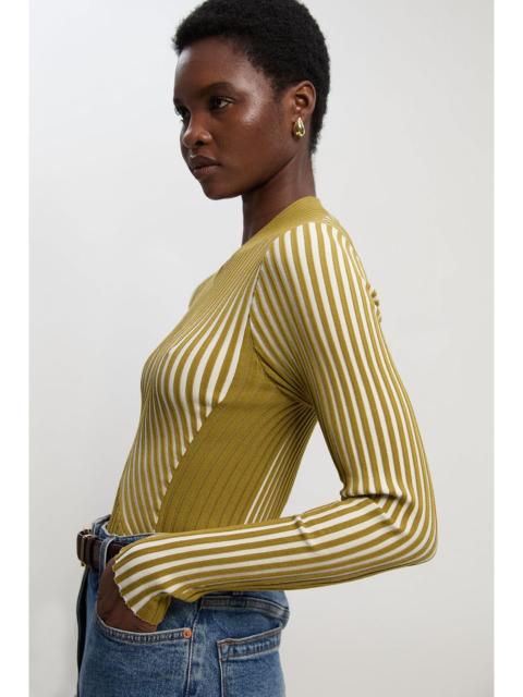 Stripe Fitted Long Sleeve Knitted Top