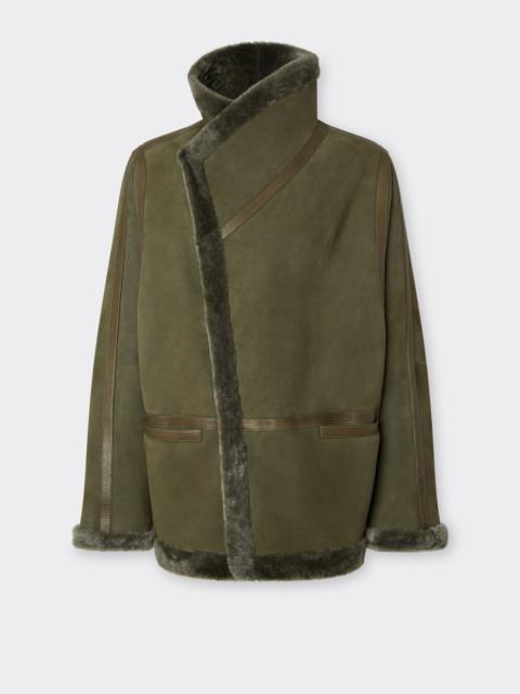 Peacoat in shearling with astrakhan effect