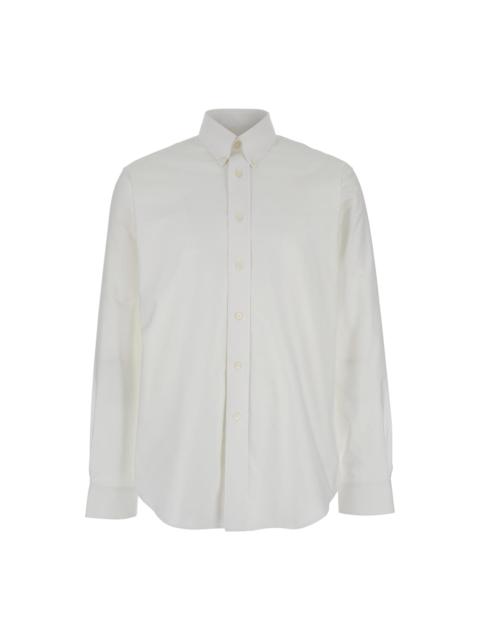 White Shirt With Logo Embroidered On The Front In Cotton Man