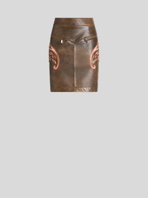 LEATHER SKIRT WITH INLAYS