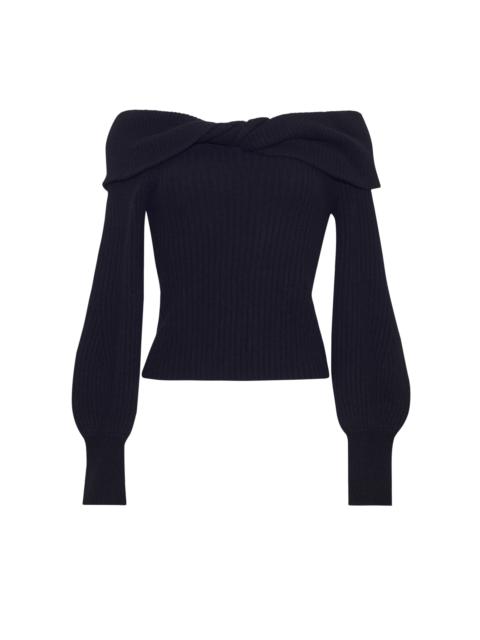 Salma Top
Effortlessly Chic: Off-the-Shoulder Cashmere Blend Sweater with a Twist