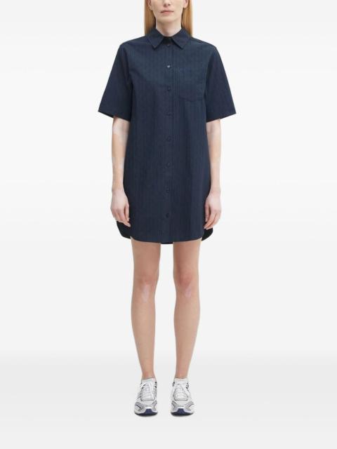 pinstripe short-sleeve shirt dress