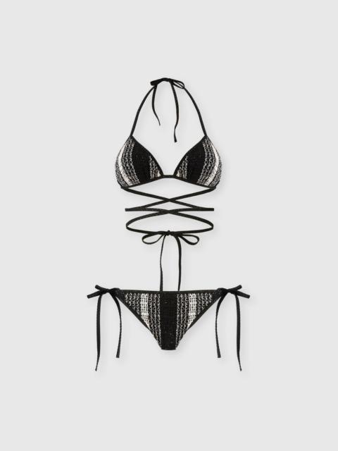 Bikini with mesh detailing and sequin appliqué