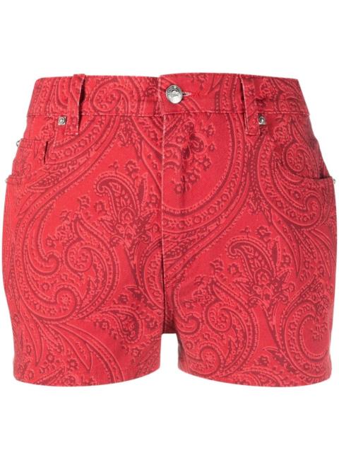paisley-print denim shorts