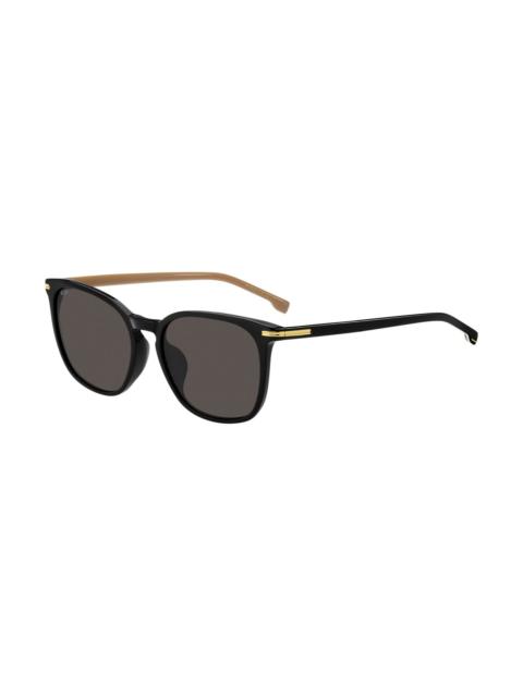BLACK-ACETATE SUNGLASSES WITH GOLD-TONE TRIMS