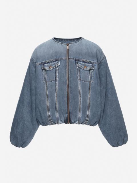 Balloon denim jacket in dark blue