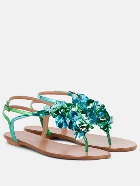 Summer Sun metallic leather thong sandals