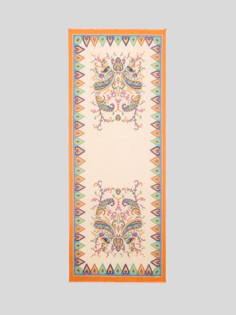 COTTON-BLEND JACQUARD SCARF WITH FLORAL PAISLEY MOTIF