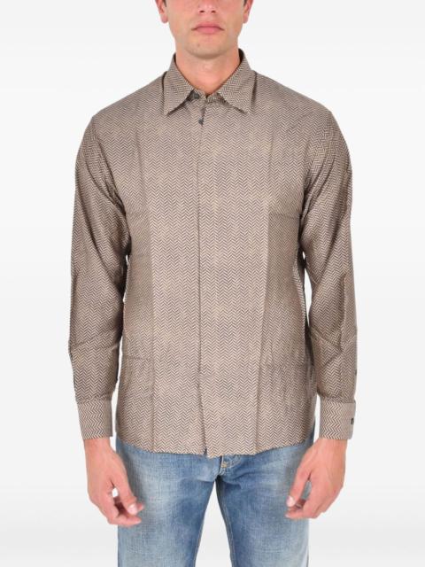 herringbone-pattern shirt