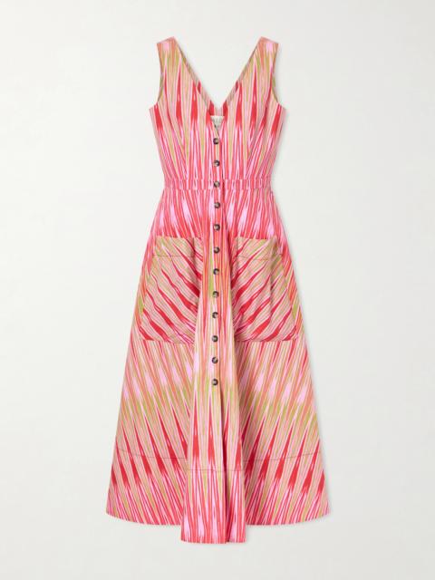 Zoey Printed Cotton-poplin Midi Dress