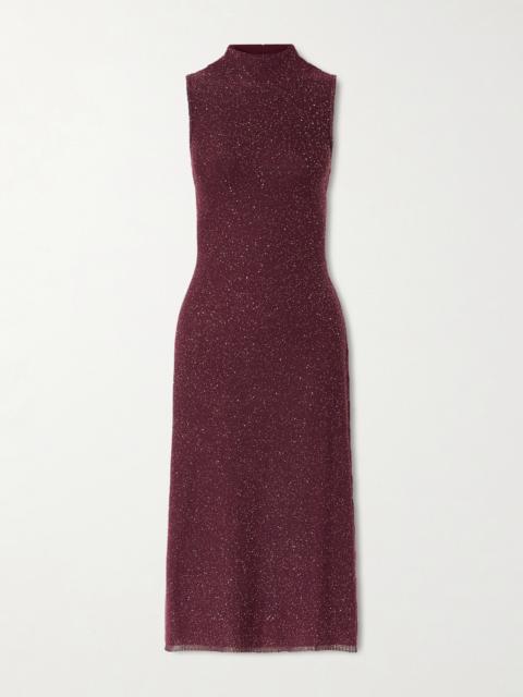 Marian Sequined Knitted Halterneck Midi Dress