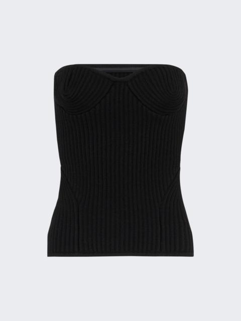 Ribbed Knit Wool Corset Black