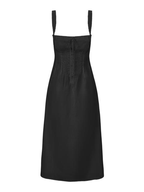 Matilde Lace-Trimmed Cotton Midi Dress black