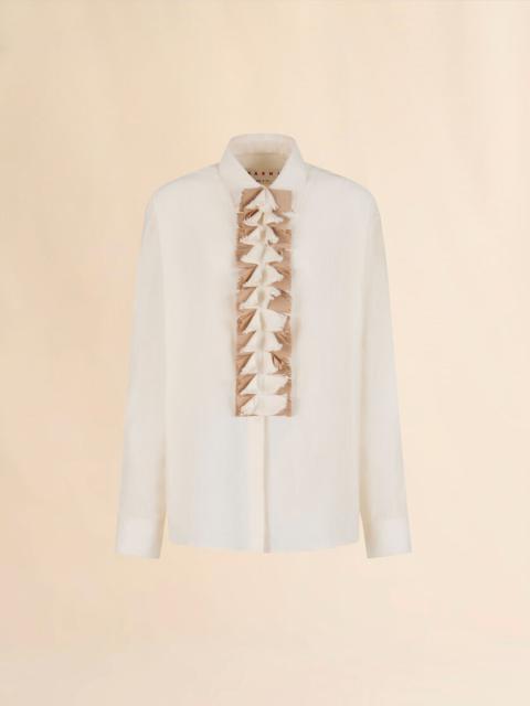 CREAM TWILL SHIRT WITH DETACHABLE PLASTRON