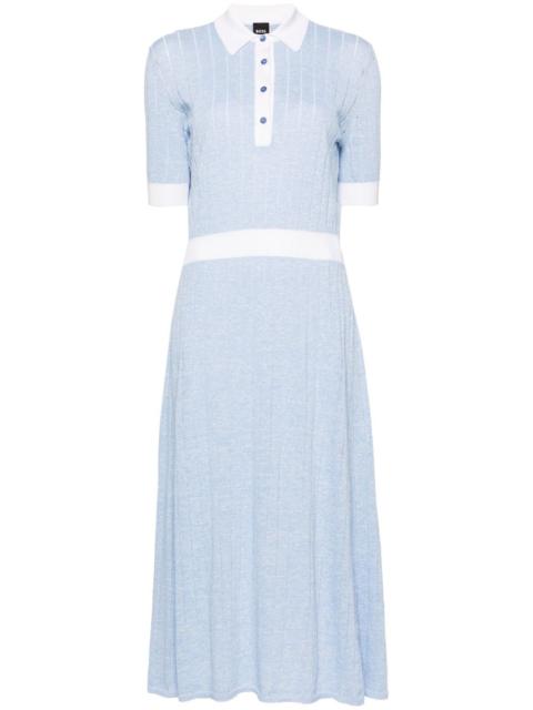 polo-collar fine-knit dress