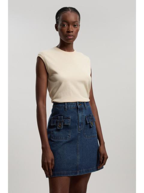 Denim Button Front Midi Skirt