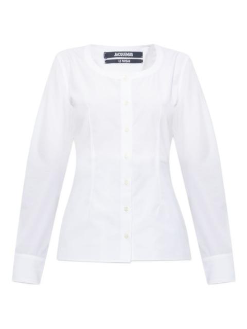button-front long-sleeve blouse