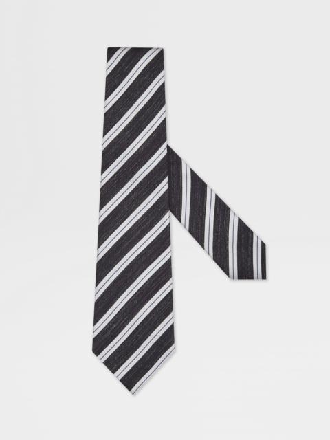 NAVY BLUE SILK AND LINEN TIE