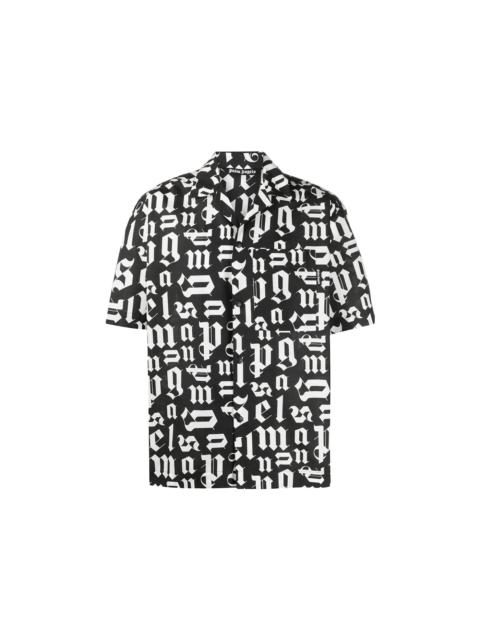 Palm Angels Monogram Bowling Shirt Black