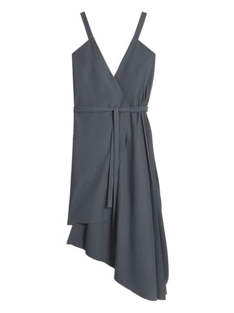 asymmetric wrap midi dress