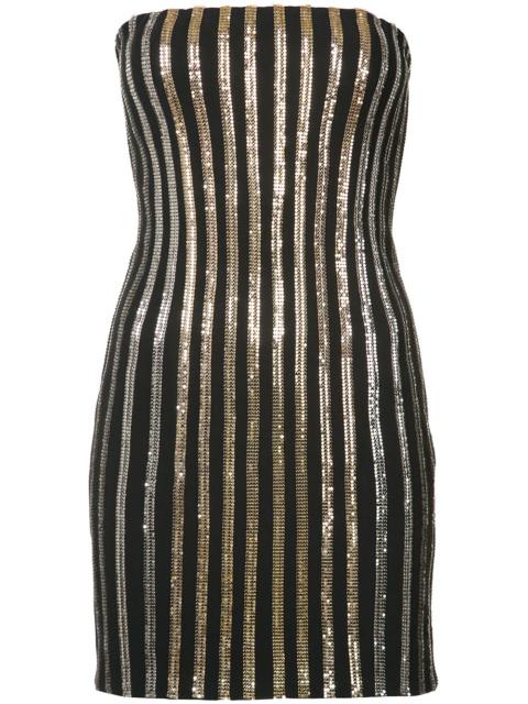 glitter stripe strapless dress