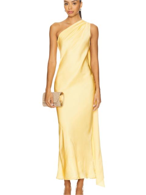One Shoulder Dress With Cape