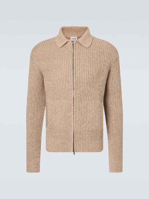 Cotton mouliné zip-up cardigan