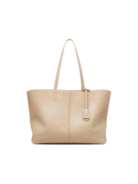 zipped leather soft tote