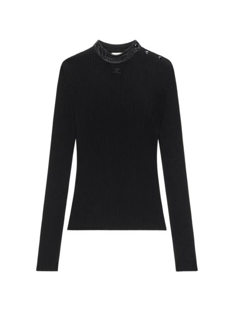 Courrèges Vinyl-collar Ribbed T-shirt