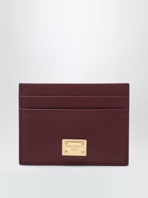 Bordeaux leather cardholder with logo plate