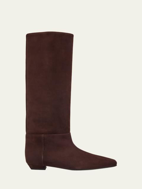 Trap Flat Leather Knee-High Boots