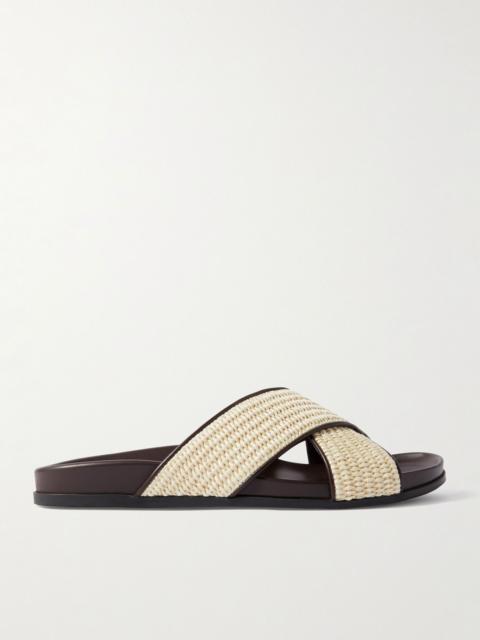 Chiltern Leather-Trimmed Raffia Sandals Beige