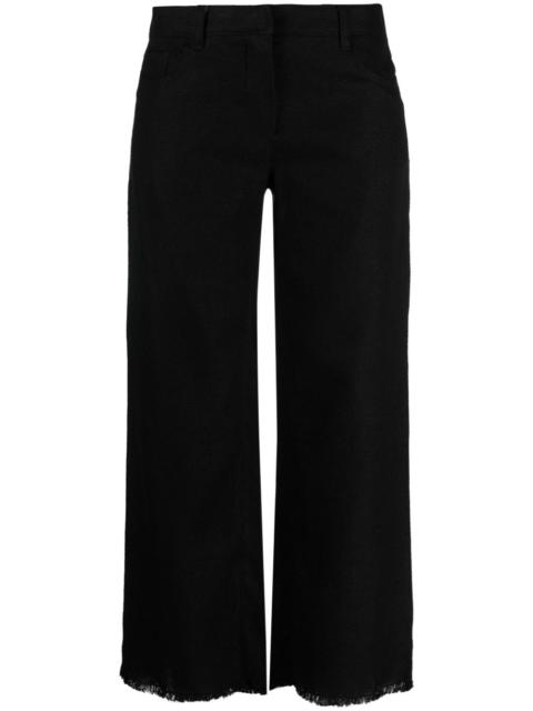 cropped linen-blend trousers