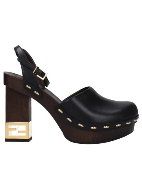 Fendi Vitello Ankle-Strap Clog Black (Women's)