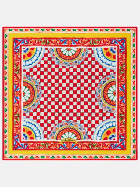 Printed silk twill scarf