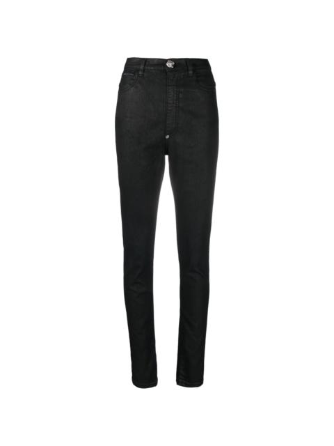 high-waisted denim leggings