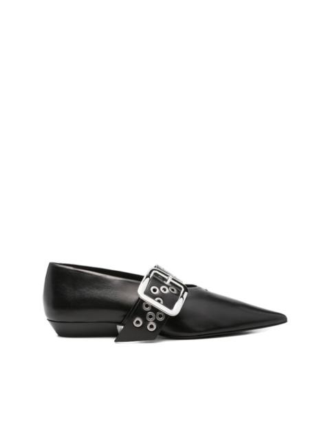 pointed-toe buckle ballet flats