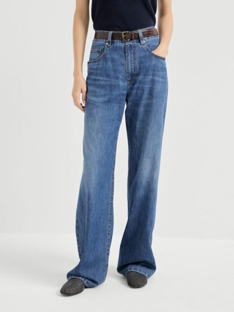 Lightweight denim contemporary loose trousers