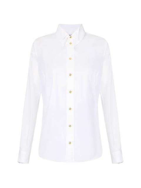 double-collar logo-embroidered shirt