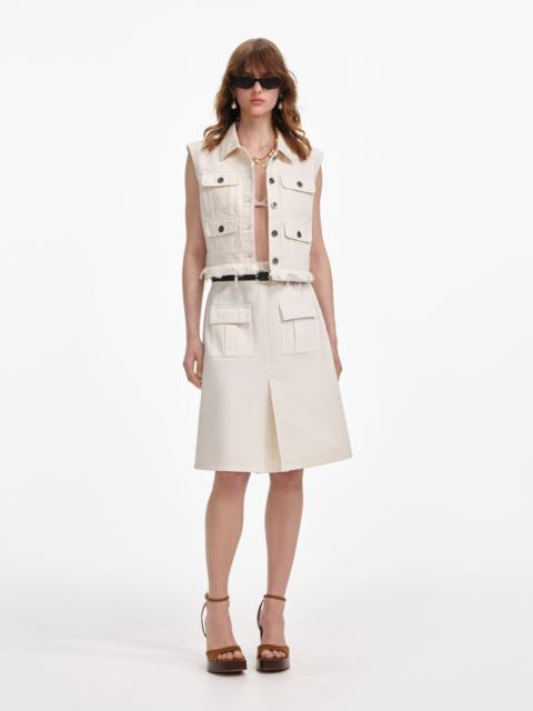 Cream Denim Sleeveless Top